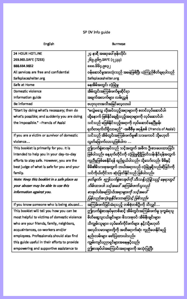 Burmese Domestic Violence Info Guide